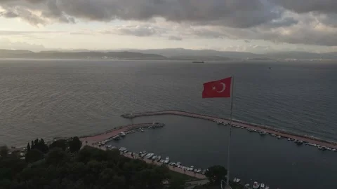 Aerial TURKISH FLAG Stock Footage 144166733