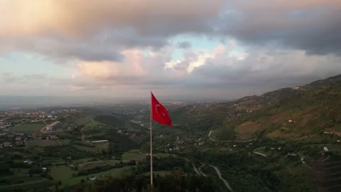 Aerial turkish flag Stock Footage 202297960