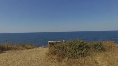 Aerial of two parallel cliffs called Korabite, Bulgaria Video stock 143938774