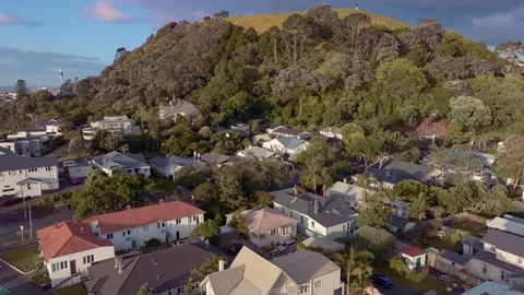 Aerial: Typical homes in the suburb of Mt Eden, Auckland, New Zealand Stock Footage 168863735