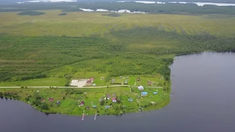 Aerial typical russian countryside landscape Stock-Footage 80210455