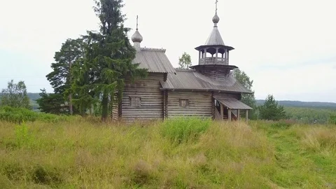 Aerial typical russian countryside landscape Stock Footage 80211176