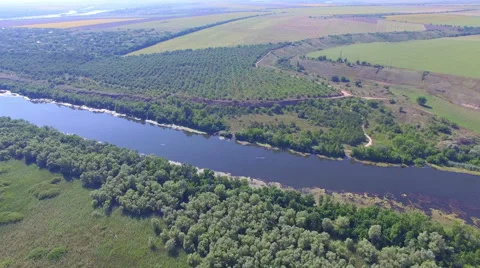 Aerial Ukraine river Stock Footage 67672148