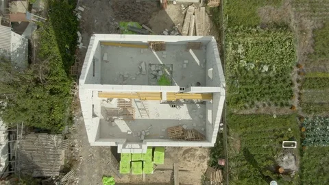 Aerial Unfinished Construction 3 object From Quadrocopter. Stock Footage 119829681