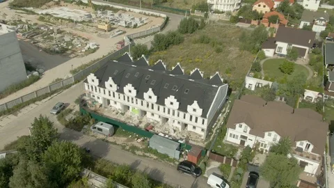 Aerial Unfinished Construction 3 object From Quadrocopter. Stock Footage 119830010