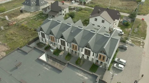 Aerial Unfinished Construction 3 object From Quadrocopter. Stock Footage 119830136