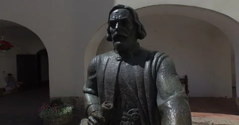 Aerial. The unique sample of fortification architecture. Mukachevo castle. 4K Video stock 52361340