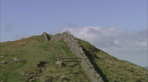 AERIAL United Kingdom-Hadrian's Wall Stock Footage