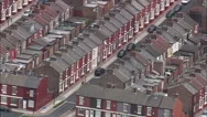Aerial United Kingdom-Liverpool's Old Terraced Housing Stock Footage