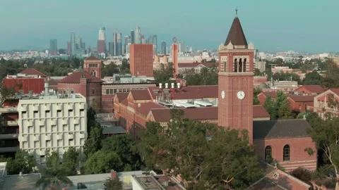 Aerial: University of Southern California. Los Angeles, California, USA Stock Footage