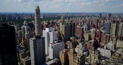 Aerial of Upper East Side and Central Park, New York City Видео 77329099