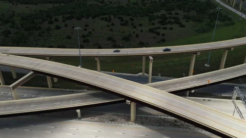Aerial US 290 Highway Interchange Flyover Ramps in Manor Texas Part 1 of 5 Stock Footage 336251581