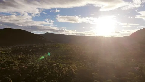 Aerial of Vale do Capao sunset. Chapada Diamantina, Bahia, Brazil. Stock Footage 113728893
