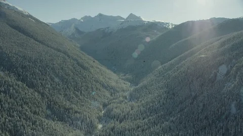 Aerial Valley View between Mountains in Winter 動画素材 81684404