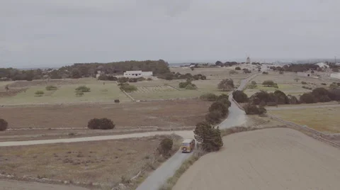 Aerial of van moving on highway Video stock 68025980
