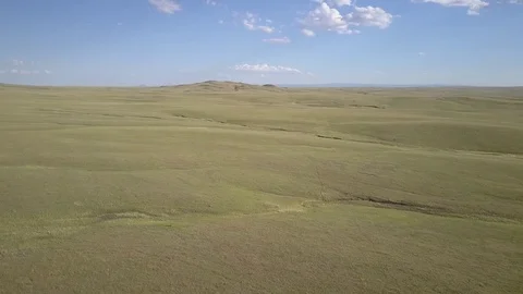Aerial of Vast North American Great Plains Grassland Prairie Steppe Stock Footage