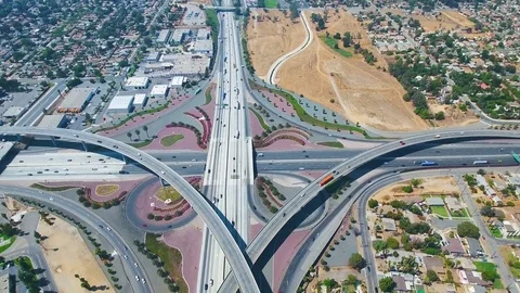 Aerial of vehicles moving on intersection road Video stock 83692069
