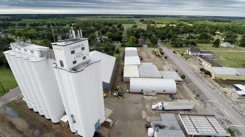 Aerial veiw of Grain Elevator in small town Stock-Footage 41512100