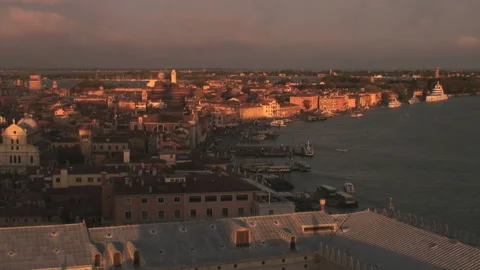 Aerial of Venice at sunset Stock Footage 155307730
