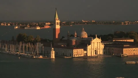 Aerial of Venice at sunset Stock Footage 155308588