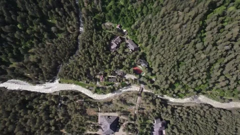 Aerial vertical ascent over Baksan River Stock Footage 337048859