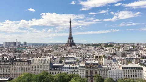 Aerial vertical drone shot of eiffel tower and trocadero in Paris Stock Footage 252096971