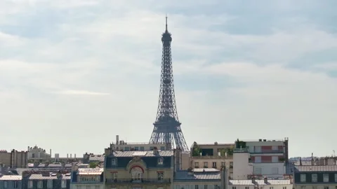 Aerial vertical elevation of the eiffel tower in Paris Stock Footage 252096983