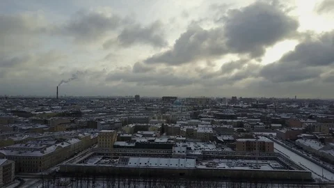 Aerial Vertical Panoramic View: Main Facade of St. Nicholas Naval Cathedral, SPb Stock Footage 71103978
