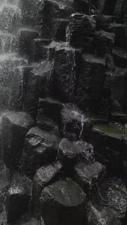 Aerial vertical video of basaltic prisms Stock Footage 240968330