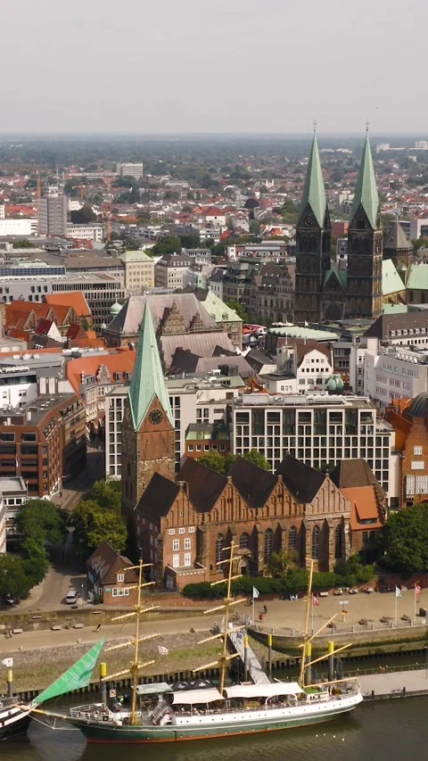 Aerial vertical view of Bremen Stock Footage 302350682