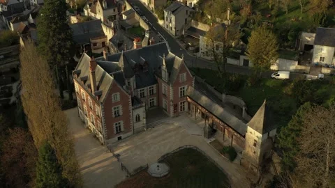 Aerial vertical view of Clos Lucé Castle Video stock 222995558