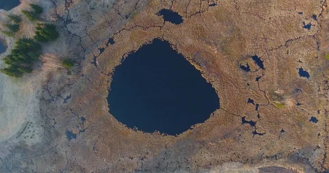 Aerial vertical view. Flying over the beautiful lake near the forest. Stock Footage 88611757