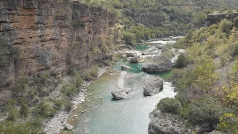 Aerial Vertical View Over The Surface Of A Mountain River Stock Footage 119704552