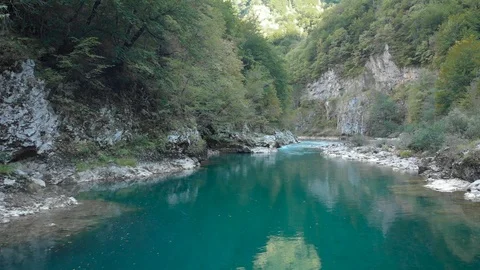 Aerial Vertical View Over The Surface Of A Mountain River Stock Footage 119704639