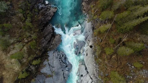 Aerial Vertical View Over The Surface Of A Mountain River Glomaga, Marmorslottet Stock Footage 119910277