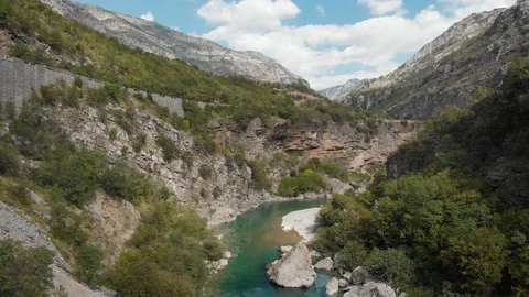 Aerial Vertical View Over The Surface Of A Mountain River Stock Footage 119951992
