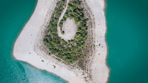 Aerial Vertical View Over The Surface Of A Mountain River Stock Footage 130398564