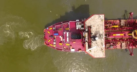 Aerial, vertical view of support vessel in motion - 7 動画素材 76276005