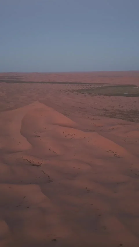Aerial vertical view of Tengger Desert dunes at dawn Stock Footage 345368667