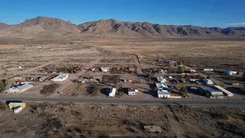 Aerial of a very small town in rural New Mexico Stock Footage 171673848
