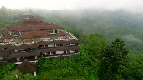 Aerial video of abandoned hotel Stock Footage