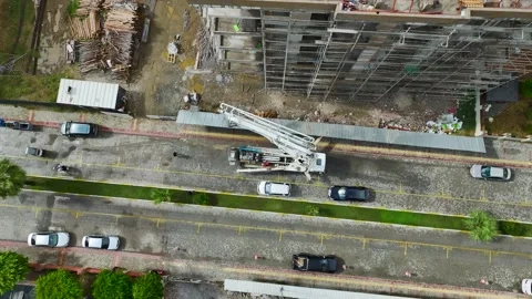 Aerial Video of Active Construction Site from Above Stock Footage 334168545