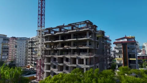 Aerial Video of Active Housing Development With Engineers and Cranes Stock Footage 343589698