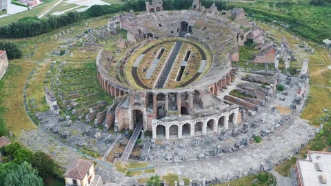 Aerial Video of Ancient Roman Amphitheater Stock Footage