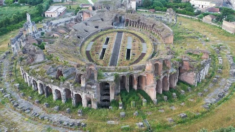 Aerial Video of Ancient Roman Amphitheater Stock Footage