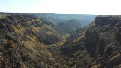 Aerial video of the beautiful landscapes of the Golan Heights, Israel Stock Footage 247648564