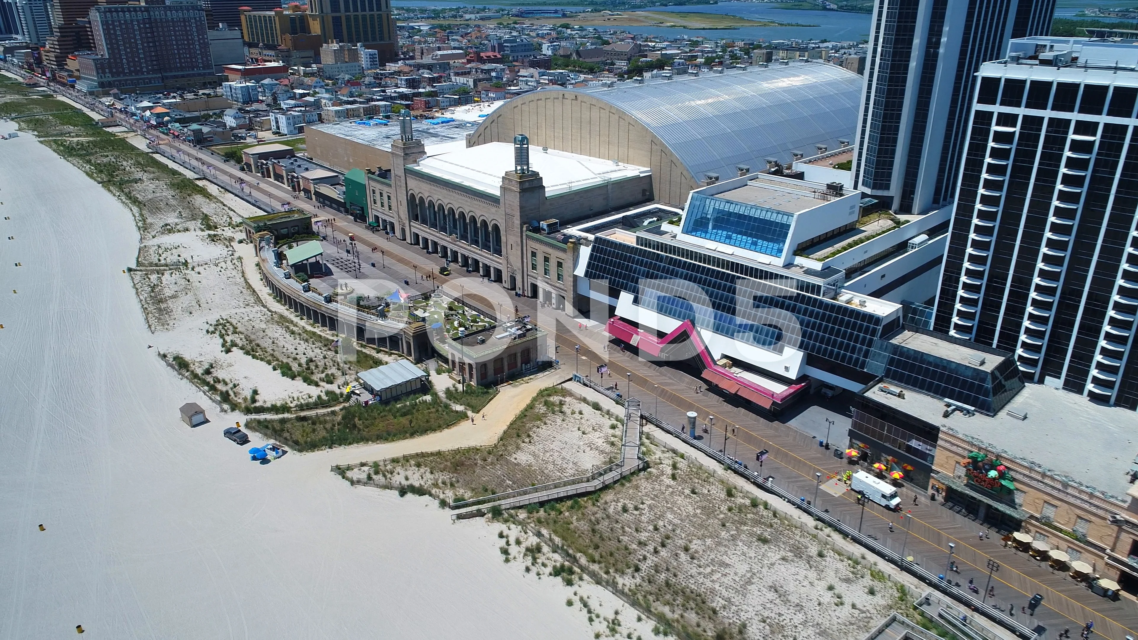 Aerial video Boardwalk Hall Atlantic City NJ USA