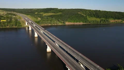 Aerial Video Bridge Over The River Stock Footage