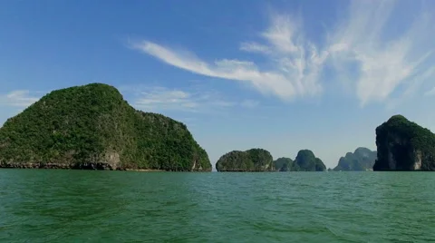 Aerial video. Camera comes close to the mountains that emerge from the sea. N. Stock Footage 63127278