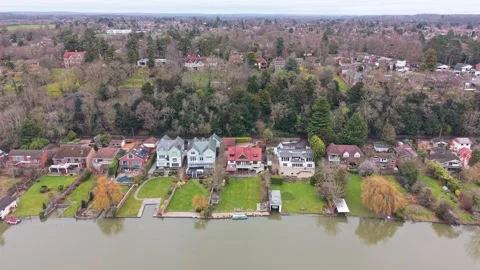 Aerial Video of Caversham Heights in Reading UK Stock Footage 329397643